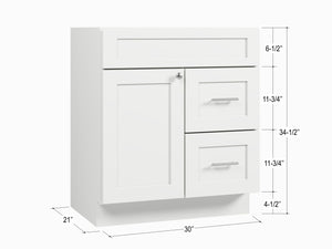 Disar 30'' Bathroom Vanity With Drawer Right Base Only