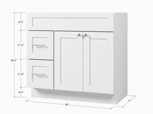 Disar 36'' Bathroom Vanity With Drawer Left Base Only