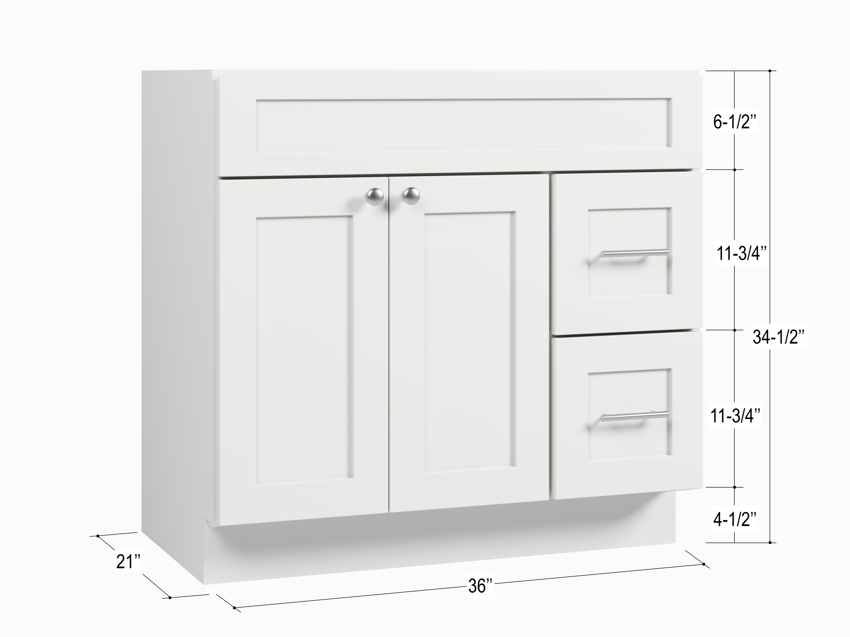 Disar 36'' Bathroom Vanity With Drawer Right Base Only
