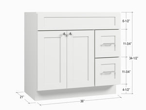 Disar 36'' Bathroom Vanity With Drawer Right Base Only