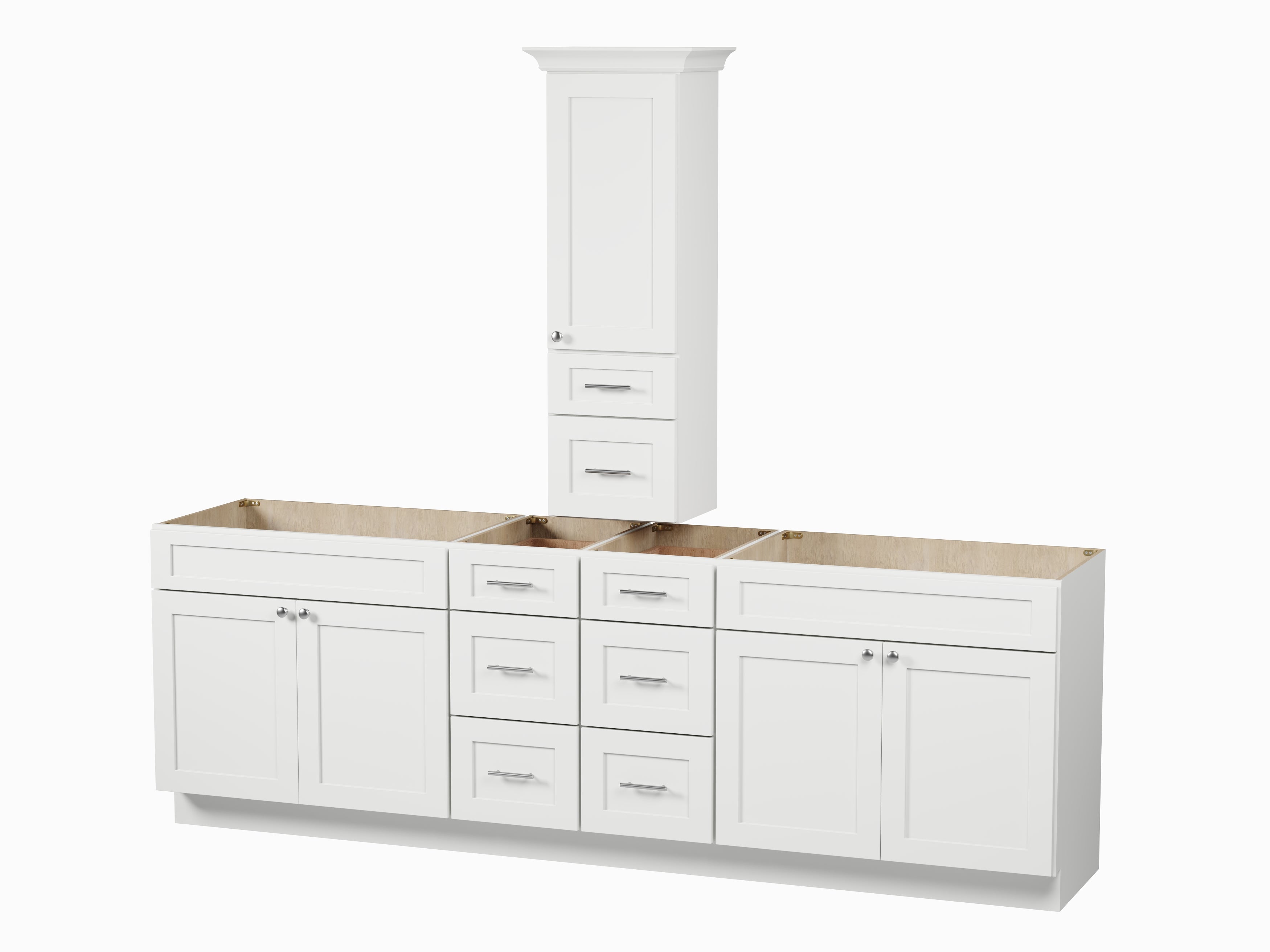 Disar 102' Double Bathroom Vanity With Counter Top Tall Cabinet Base Only