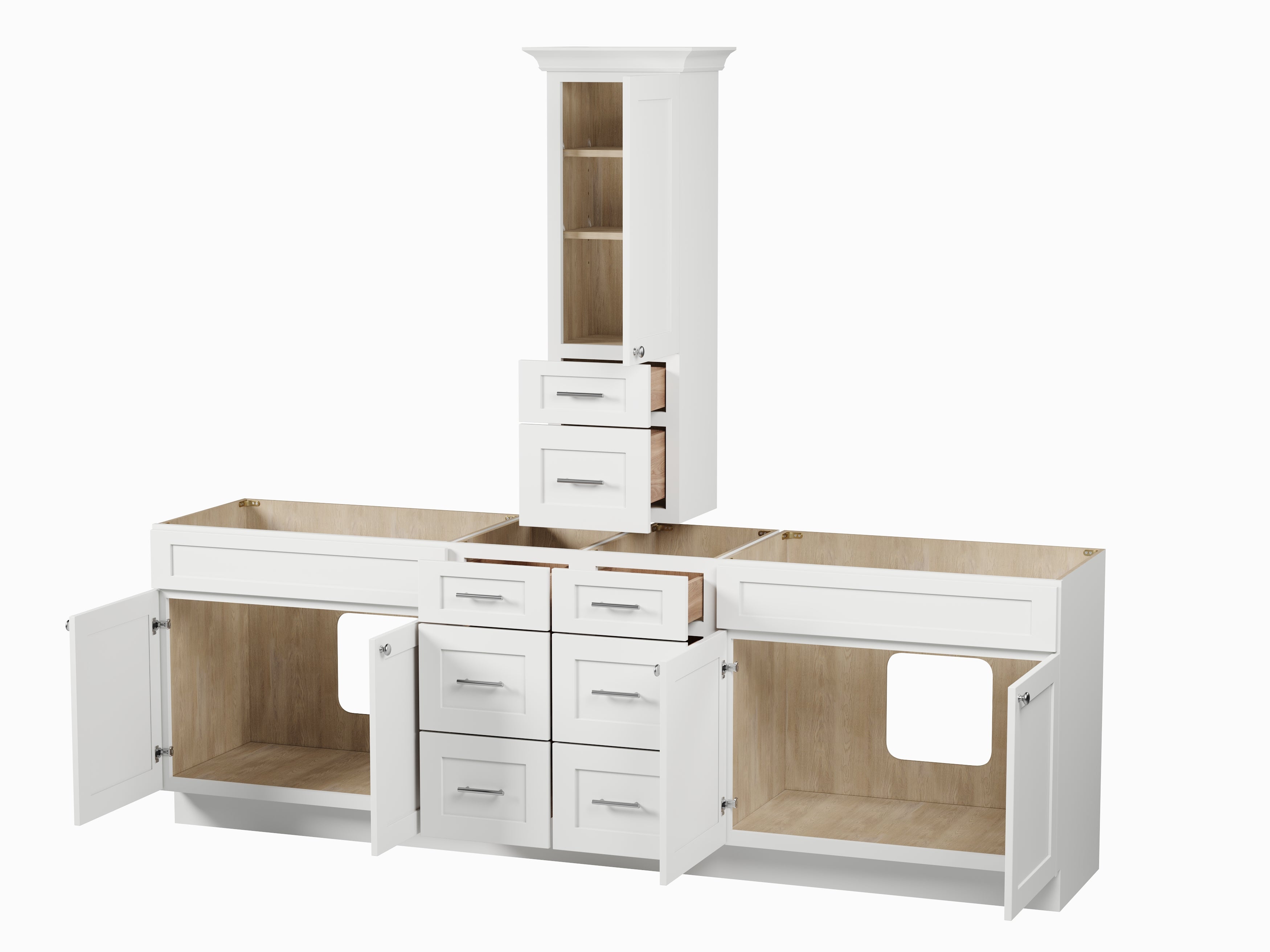 Disar 102' Double Bathroom Vanity With Counter Top Tall Cabinet Base Only