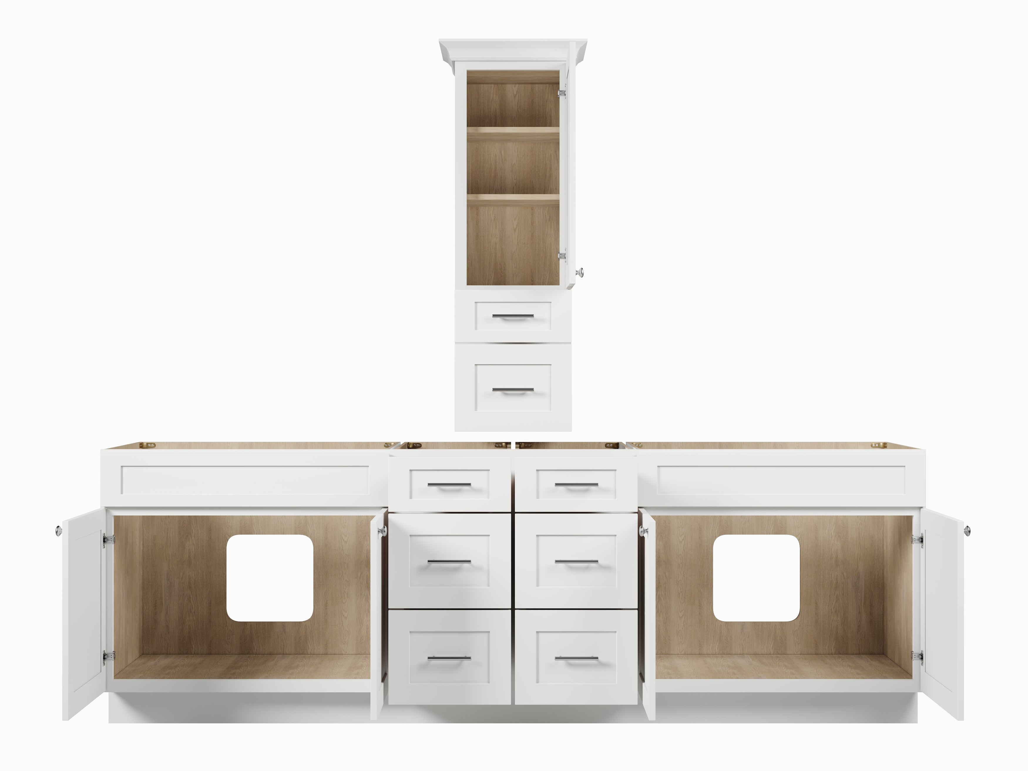 Disar 102' Double Bathroom Vanity With Counter Top Tall Cabinet Base Only