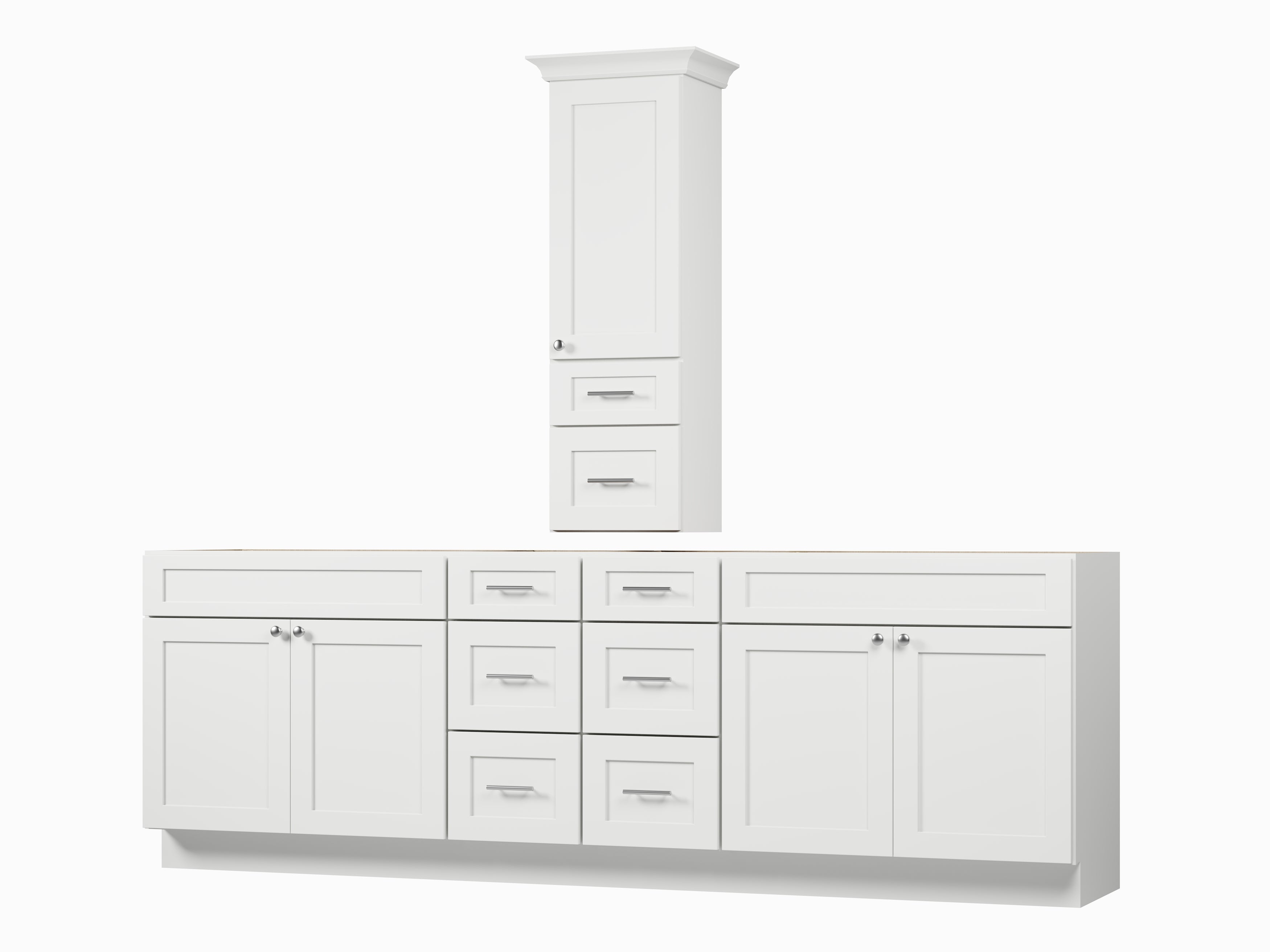 Disar 102' Double Bathroom Vanity With Counter Top Tall Cabinet Base Only