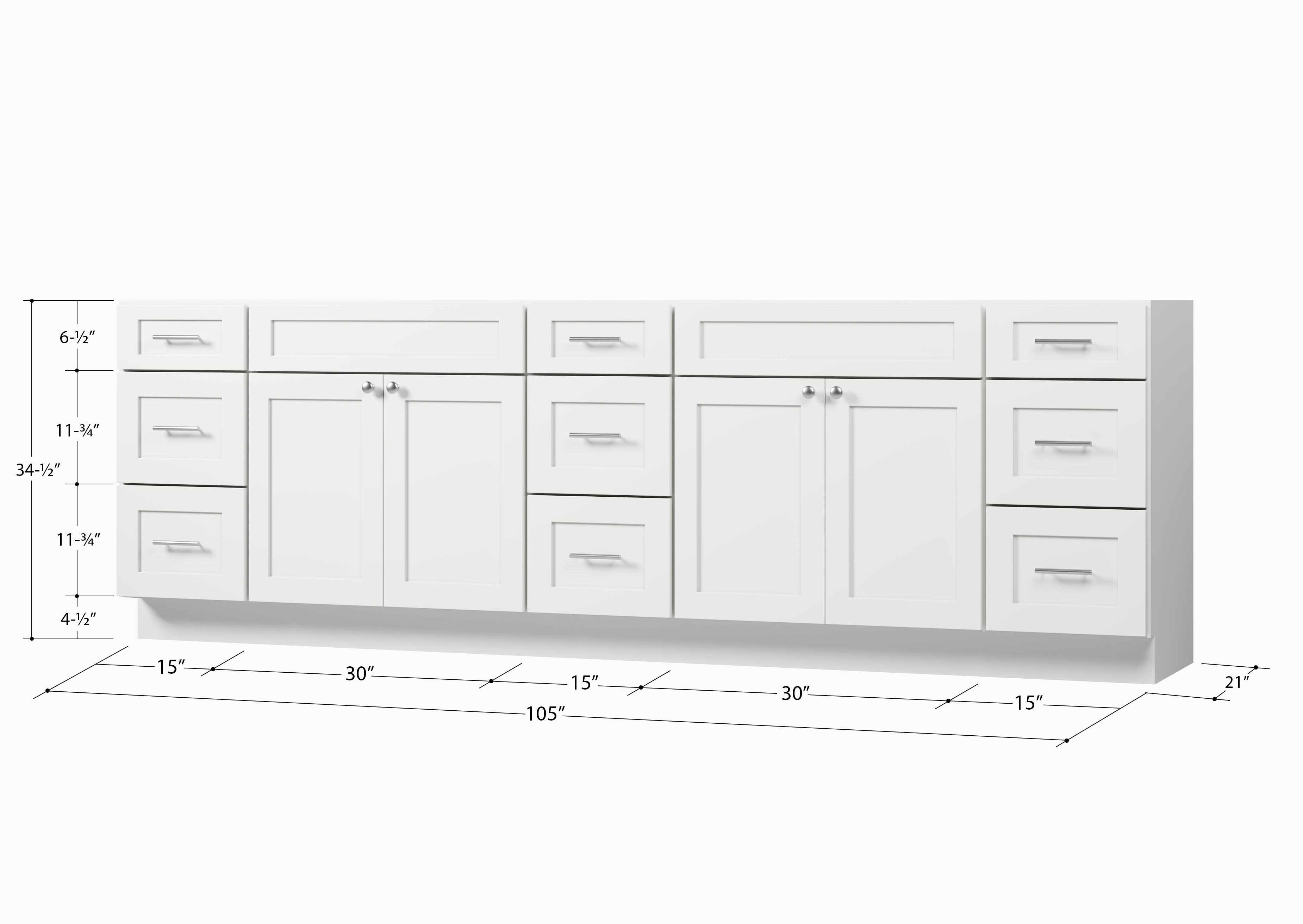 Disar 105'' Double Bathroom Vanity Base only