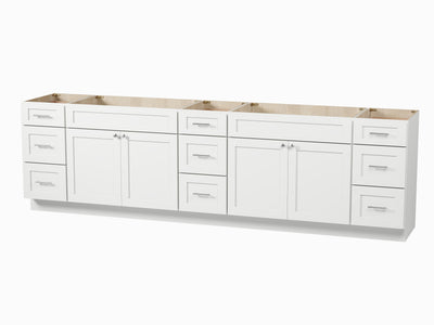 [color:White] 117'' Double Bathroom Vanity Base Only - front view