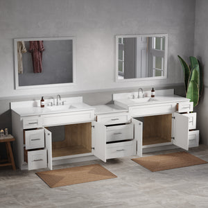 120'' Double Bathroom Vanity Cabinet Shaker Dovetail Solid Wood Drawer Carrara Quartz Top