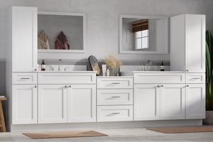 126'' Double Bathroom Vanity Cabinet Shaker Dovetail Solid Wood Drawer Carrara Quartz Top