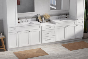 126'' Double Bathroom Vanity Cabinet Shaker Dovetail Solid Wood Drawer Carrara Quartz Top