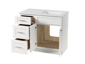 Disar 39'' Left Drawer Single Bathroom Vanity with Quartz Top