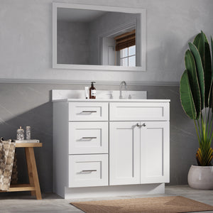 Disar 39'' Left Drawer Single Bathroom Vanity with Quartz Top