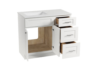 Disar 39'' Right Drawer Single Bathroom Vanity with Quartz Top