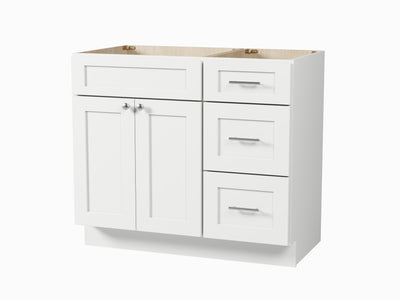 [color:White] 39'' Right Drawer Single Bathroom Vanity, Base Only - front view