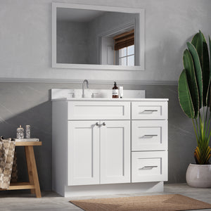 Disar 39'' Right Drawer Single Bathroom Vanity with Quartz Top