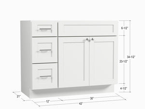 Disar 42" Single Bathroom Vanity Base Only in White