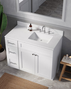 Disar 43'' Drawer Left Single Bathroom Vanity with Quartz Top