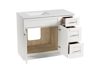 Disar 43'' Drawer Right Single Bathroom Vanity with Quartz Top