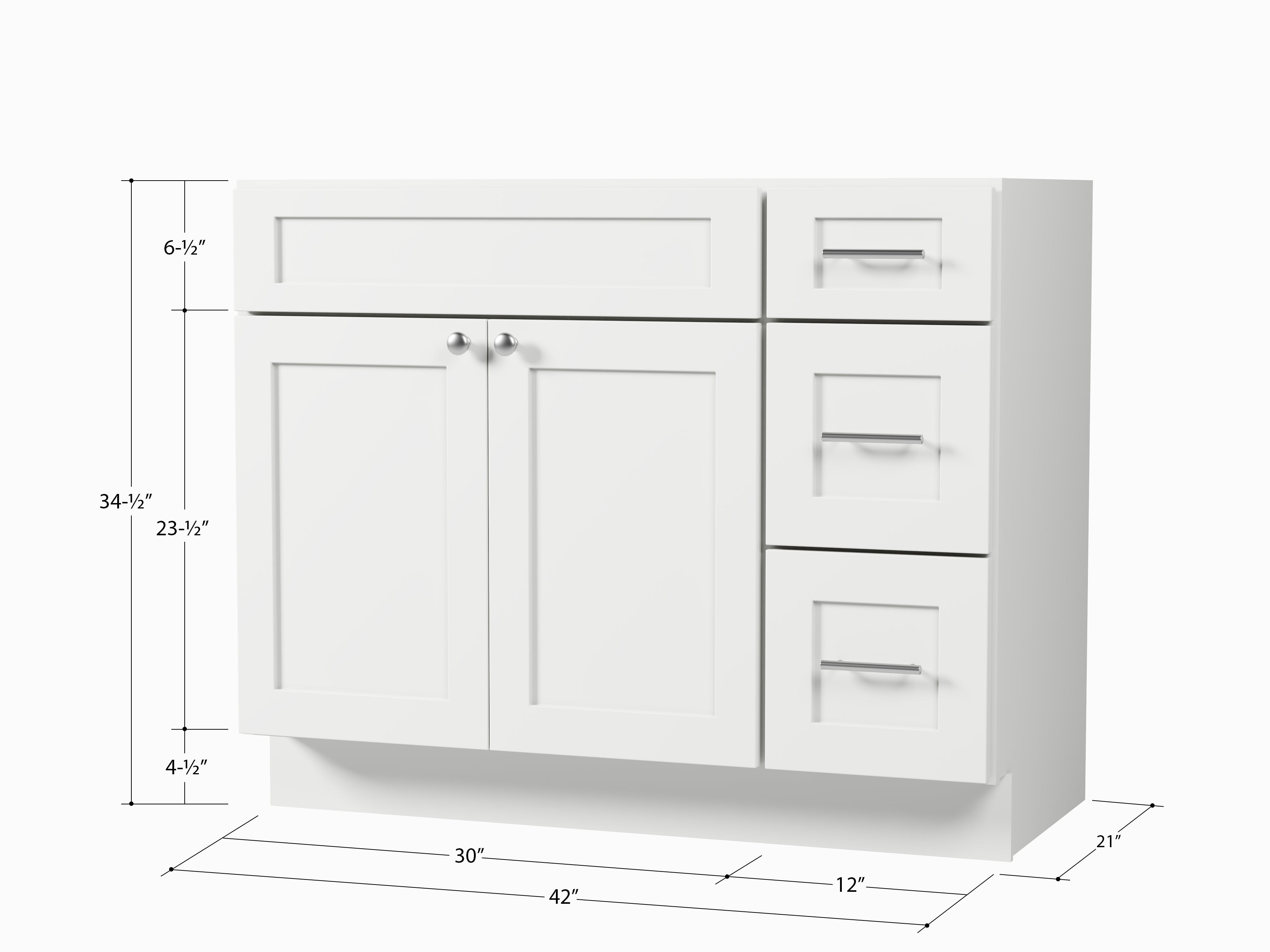 Disar 42" Single Bathroom Vanity Base Only in White