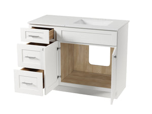 Disar 46'' Drawer Left Single Bathroom Vanity with Quartz Top