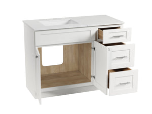 Disar 46'' Drawer Right Single Bathroom Vanity with Quartz Top
