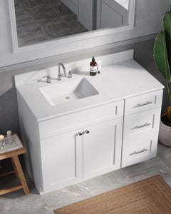 Disar 46'' Drawer Right Single Bathroom Vanity with Quartz Top