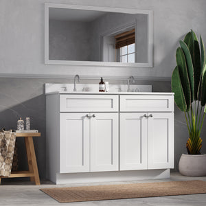 Disar 48" Double Bathroom Vanity Shaker With Carrara Quartz Top-side Splash&back Splash