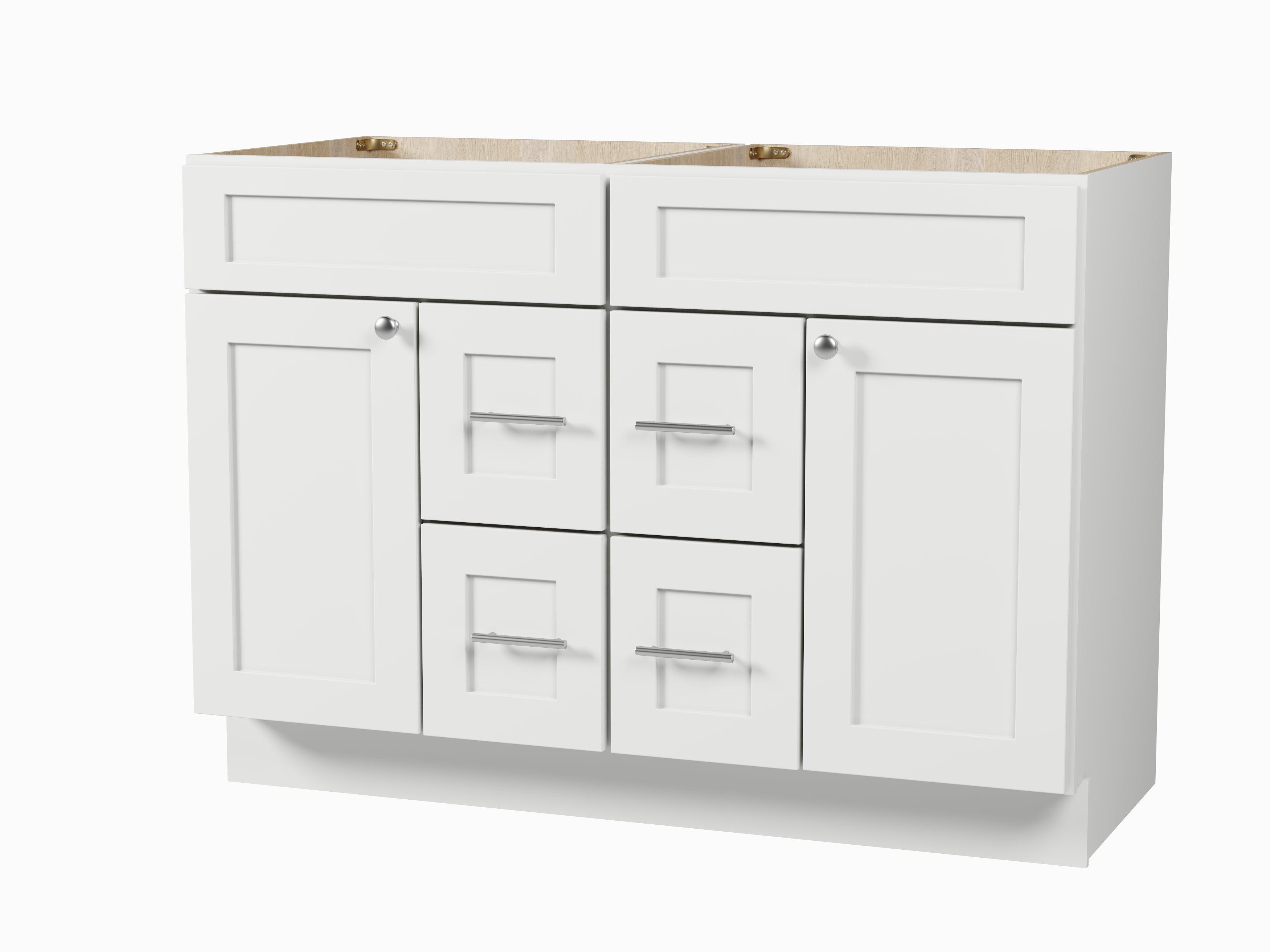 Disar 48 Inch Double Bathroom Vanity Base Only Cabinet Without Top Shaker Style Solid Wood Plywood