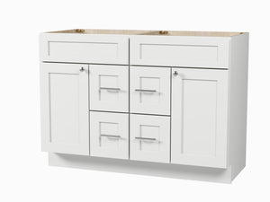 Disar 48 Inch Double Bathroom Vanity Base Only Cabinet Without Top Shaker Style Solid Wood Plywood