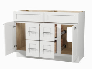Disar 48 Inch Double Bathroom Vanity Base Only Cabinet Without Top Shaker Style Solid Wood Plywood