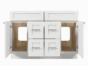 Disar 48 Inch Double Bathroom Vanity Base Only Cabinet Without Top Shaker Style Solid Wood Plywood