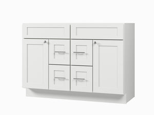 Disar 48 Inch Double Bathroom Vanity Base Only Cabinet Without Top Shaker Style Solid Wood Plywood