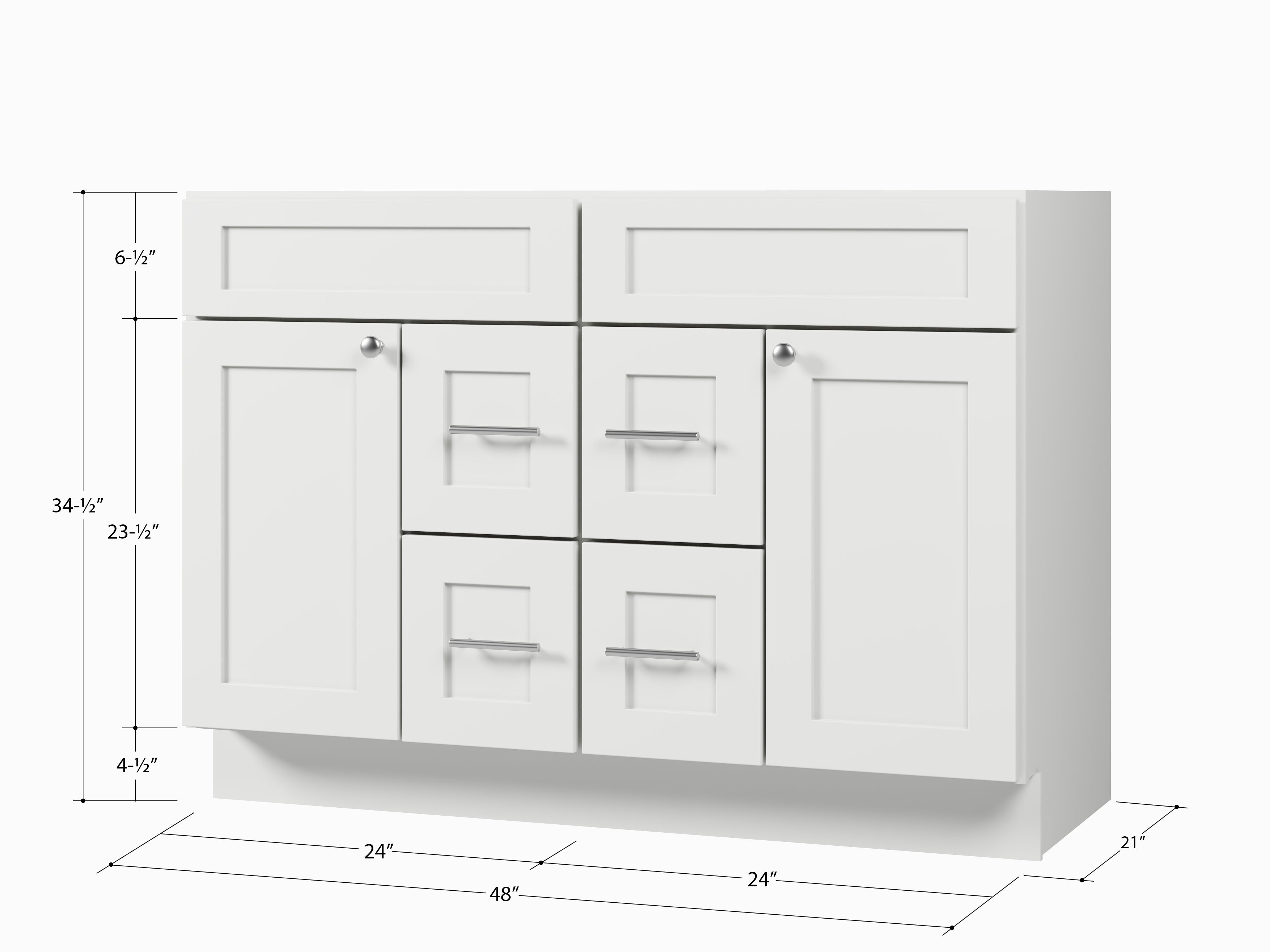 Disar 48 Inch Double Bathroom Vanity Base Only Cabinet Without Top Shaker Style Solid Wood Plywood