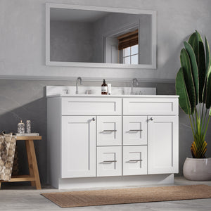 Disar 48" Double Bathroom Vanity Drawer With Carrara Quartz Top-side Splash&back Splash
