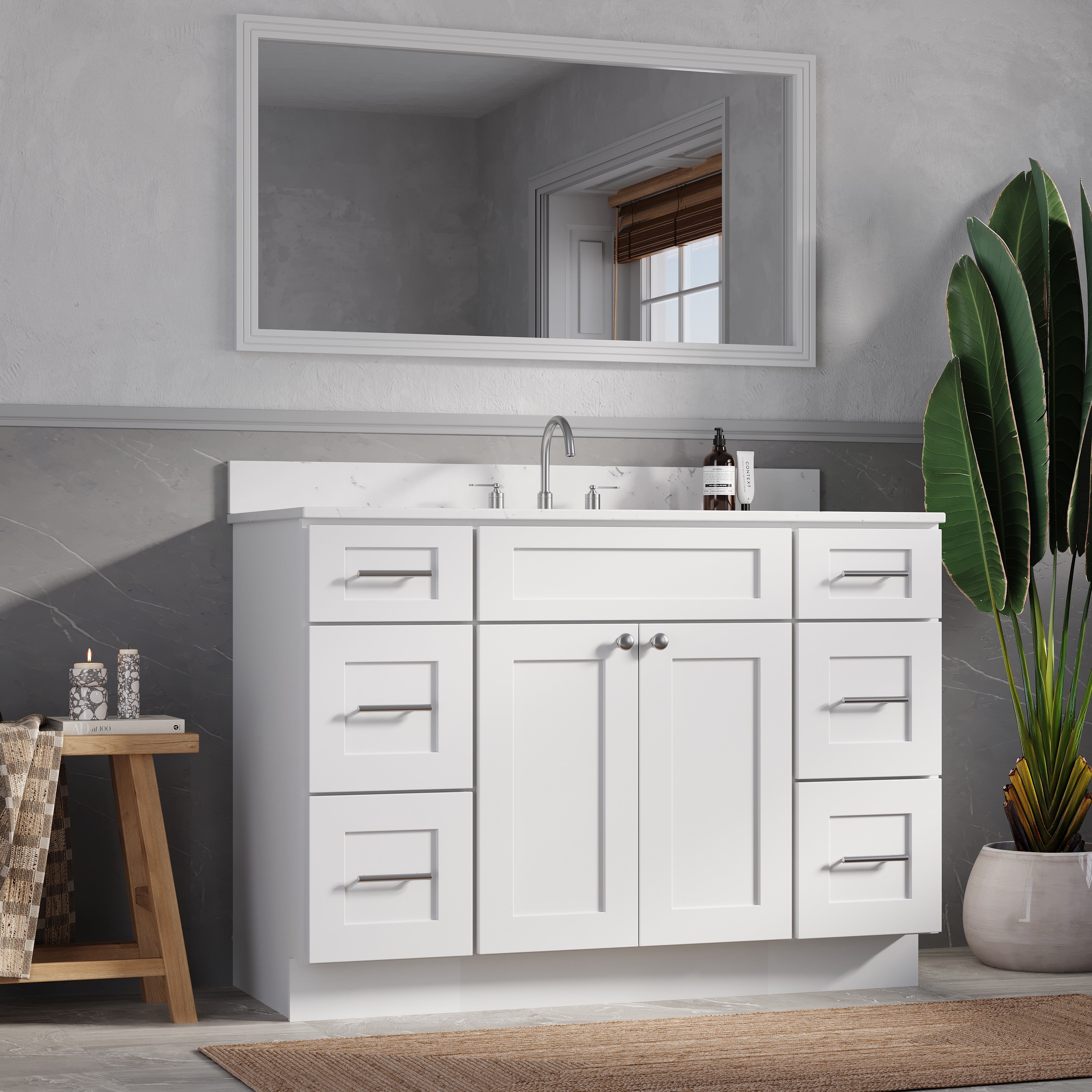 49'' Single Bathroom Vanity with Carrara Quartz Top