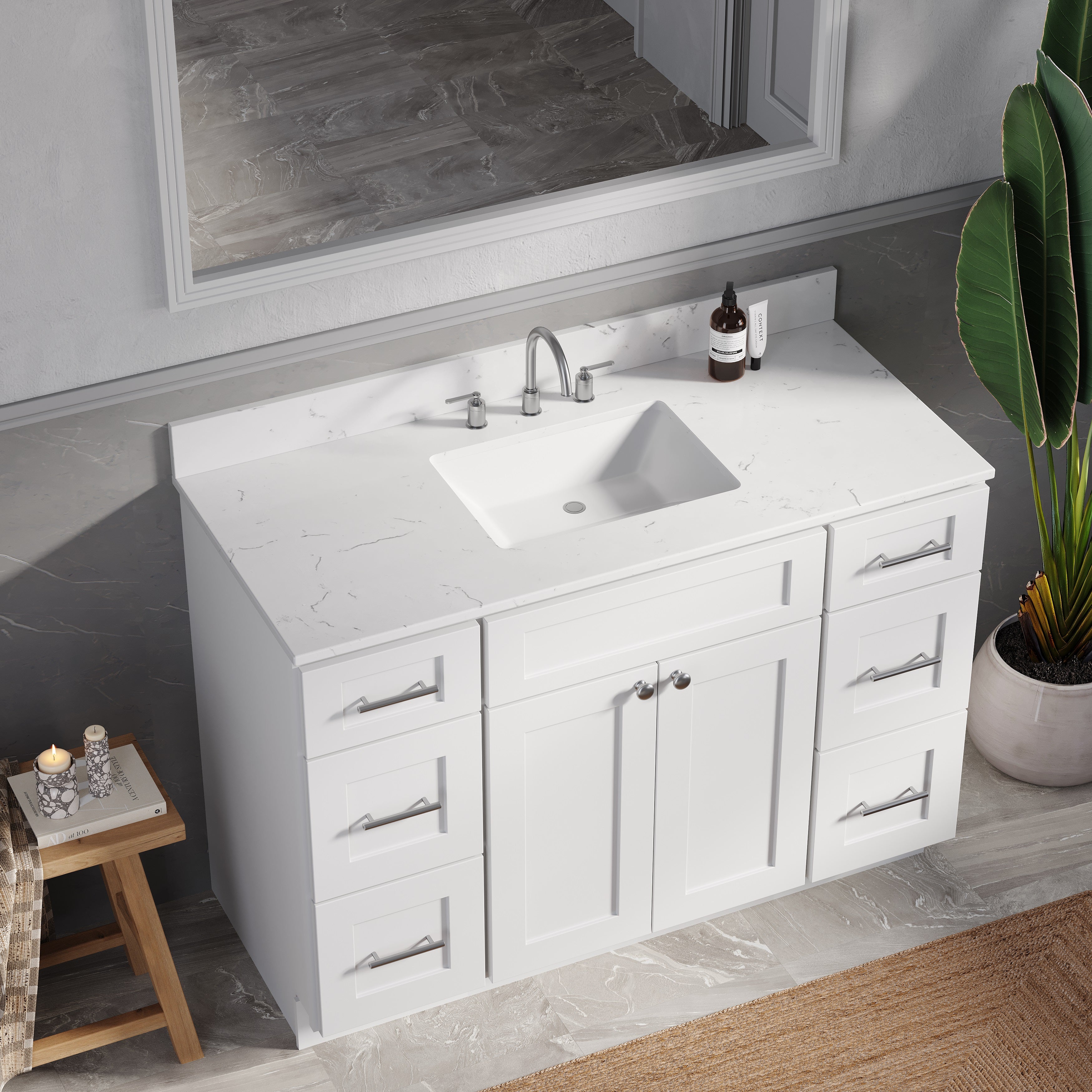 49'' Single Bathroom Vanity with Carrara Quartz Top