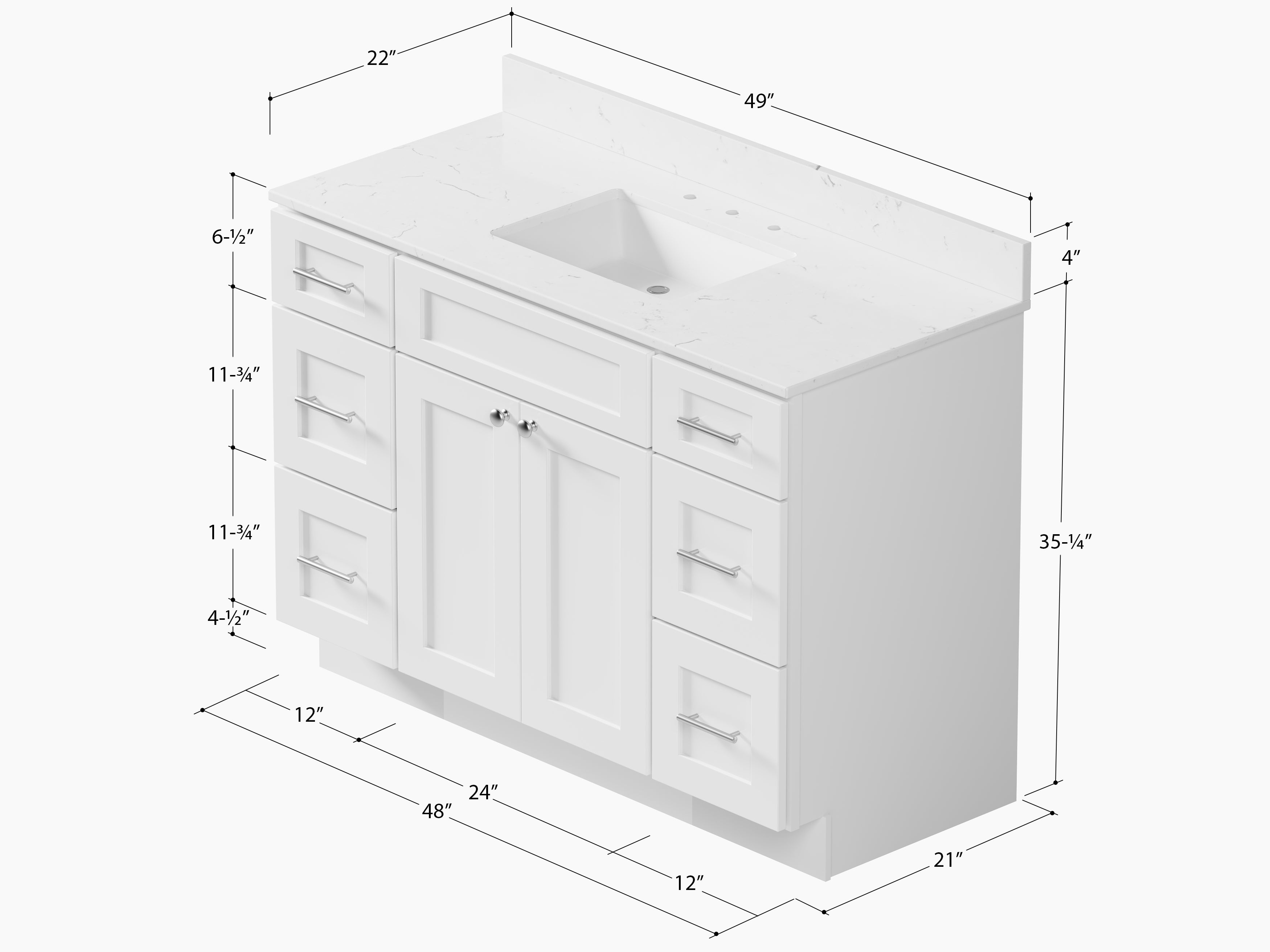 49'' Single Bathroom Vanity with Carrara Quartz Top