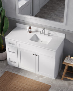 Disar 49'' Drawer Left Single Bathroom Vanity with Quartz Top