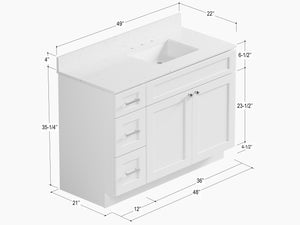 Disar 49'' Drawer Left Single Bathroom Vanity with Quartz Top