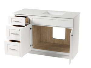 Disar 52'' Drawer Left Single Bathroom Vanity with Quartz Top