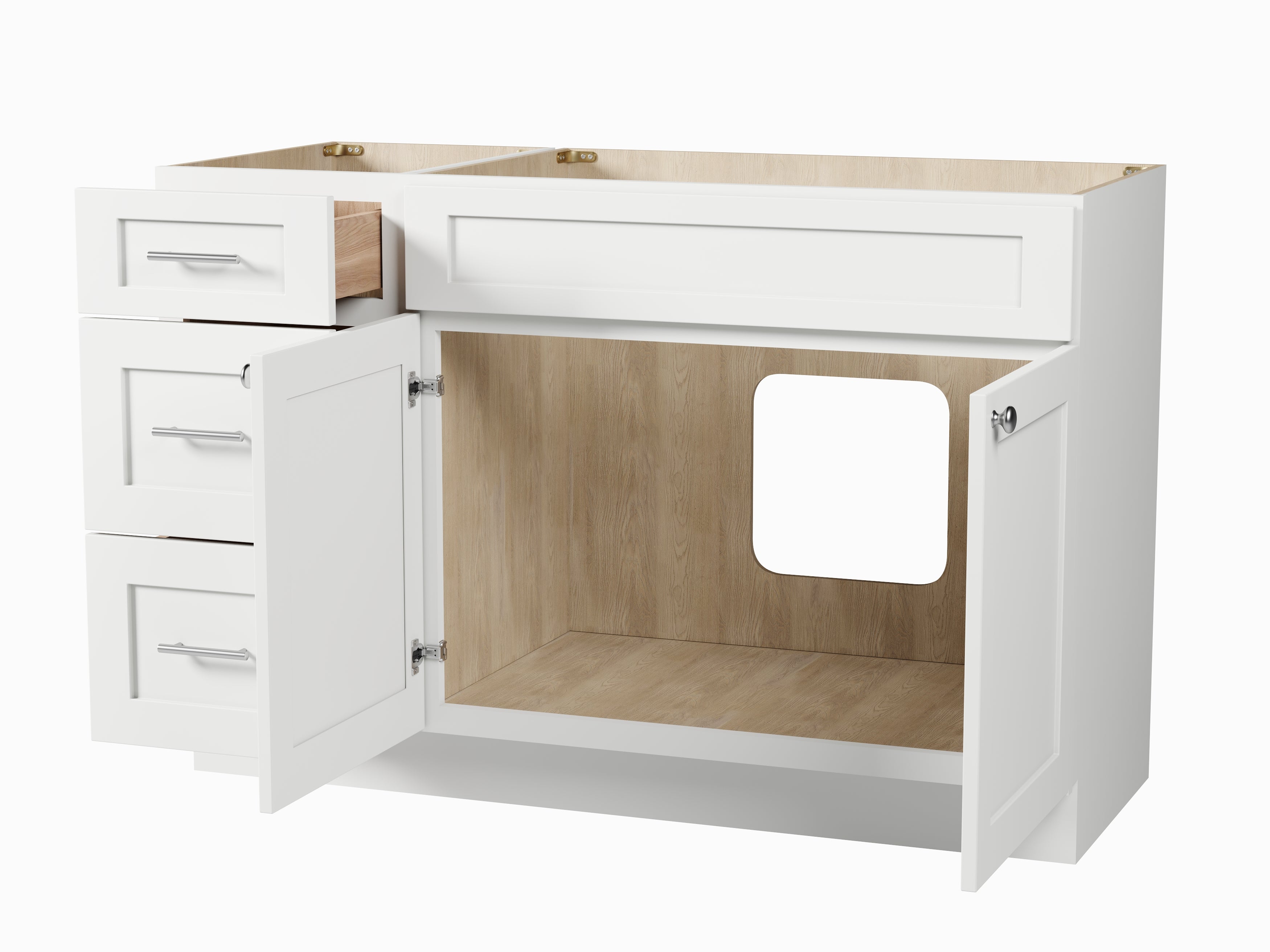 Disar 51" Single Bathroom Vanity Base Only in White (Left Drawer)