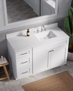 Disar 52'' Drawer Left Single Bathroom Vanity with Quartz Top