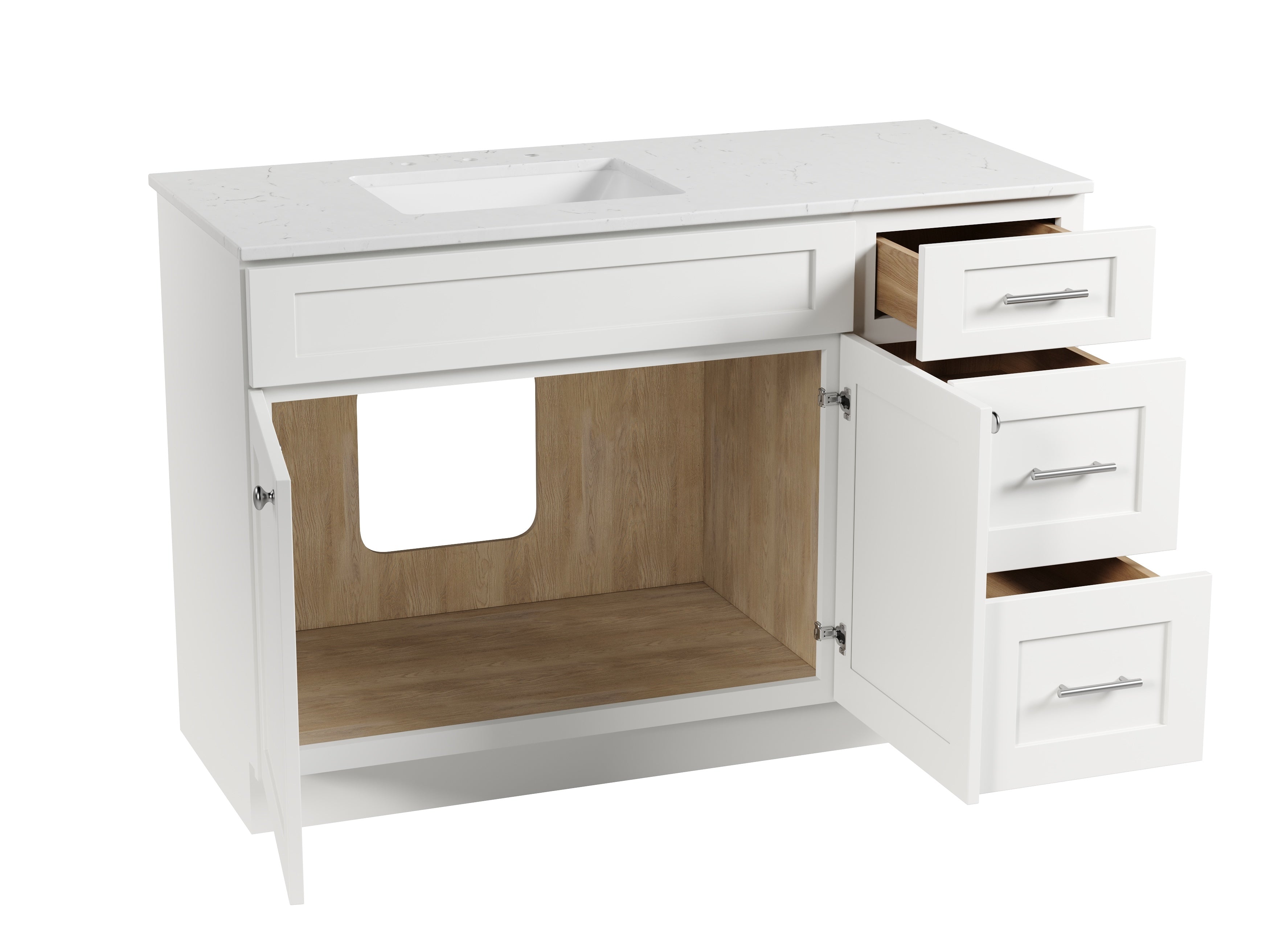 Disar 52'' DrawerLeft Single Bathroom Vanity with Quartz Top