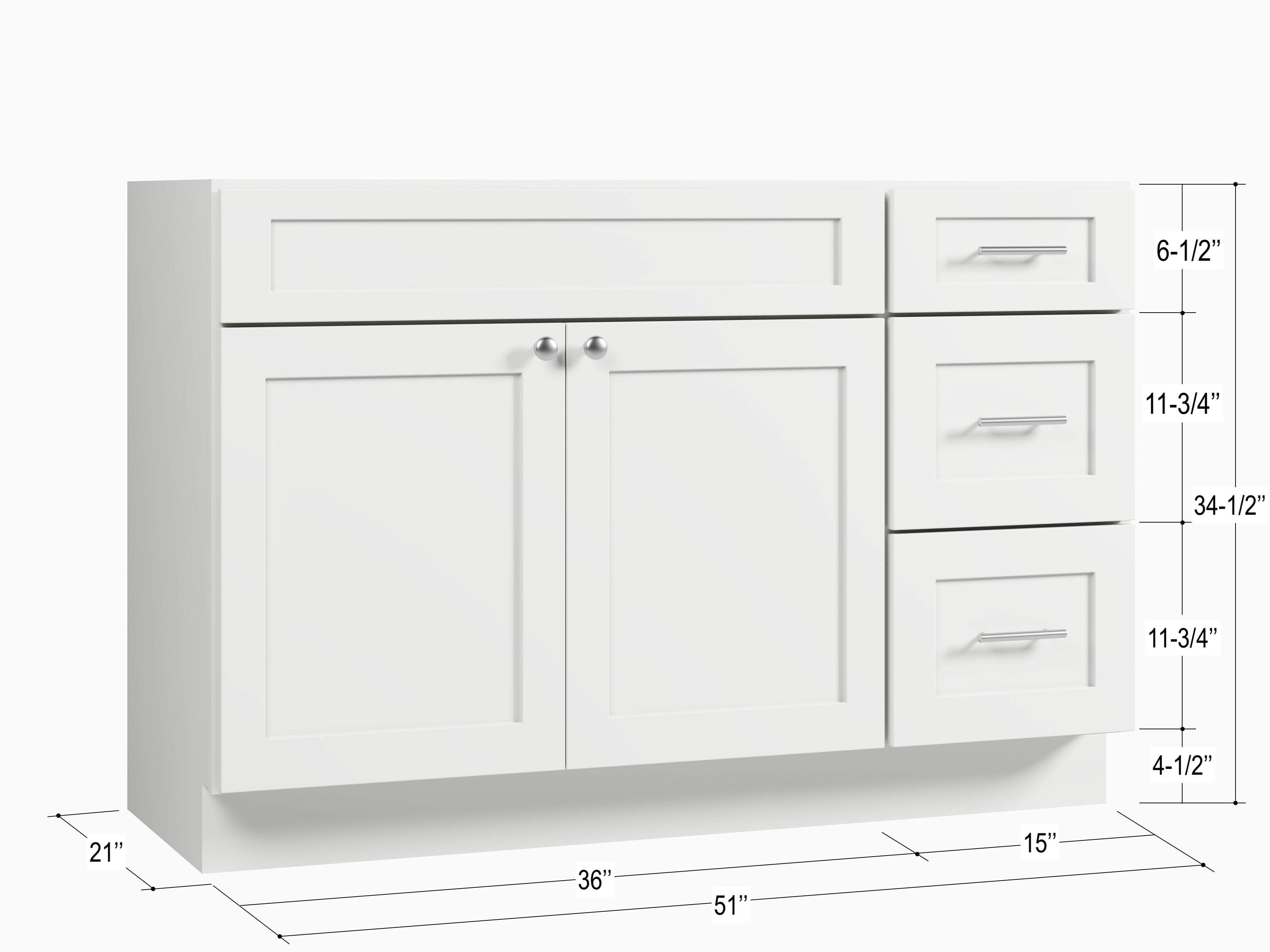 Disar 51" Single Bathroom Vanity Base Only in White