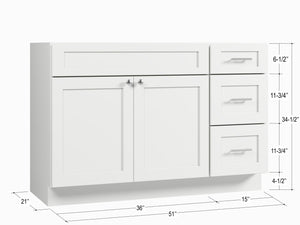 Disar 51" Single Bathroom Vanity Base Only in White