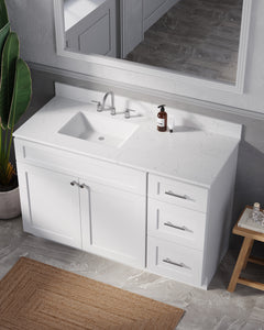 Disar 52'' DrawerLeft Single Bathroom Vanity with Quartz Top