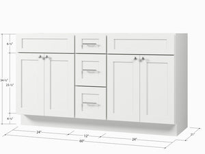 60" Double Bathroom Vanity Base only