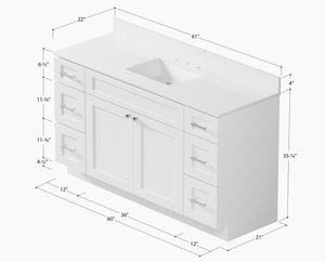 61'' Single Bathroom Vanity with Carrara Quartz Top