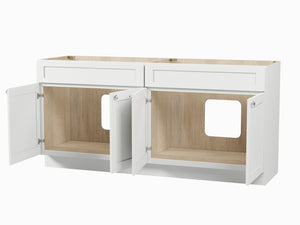 Disar 72" Double Bathroom Vanity Base Only in White