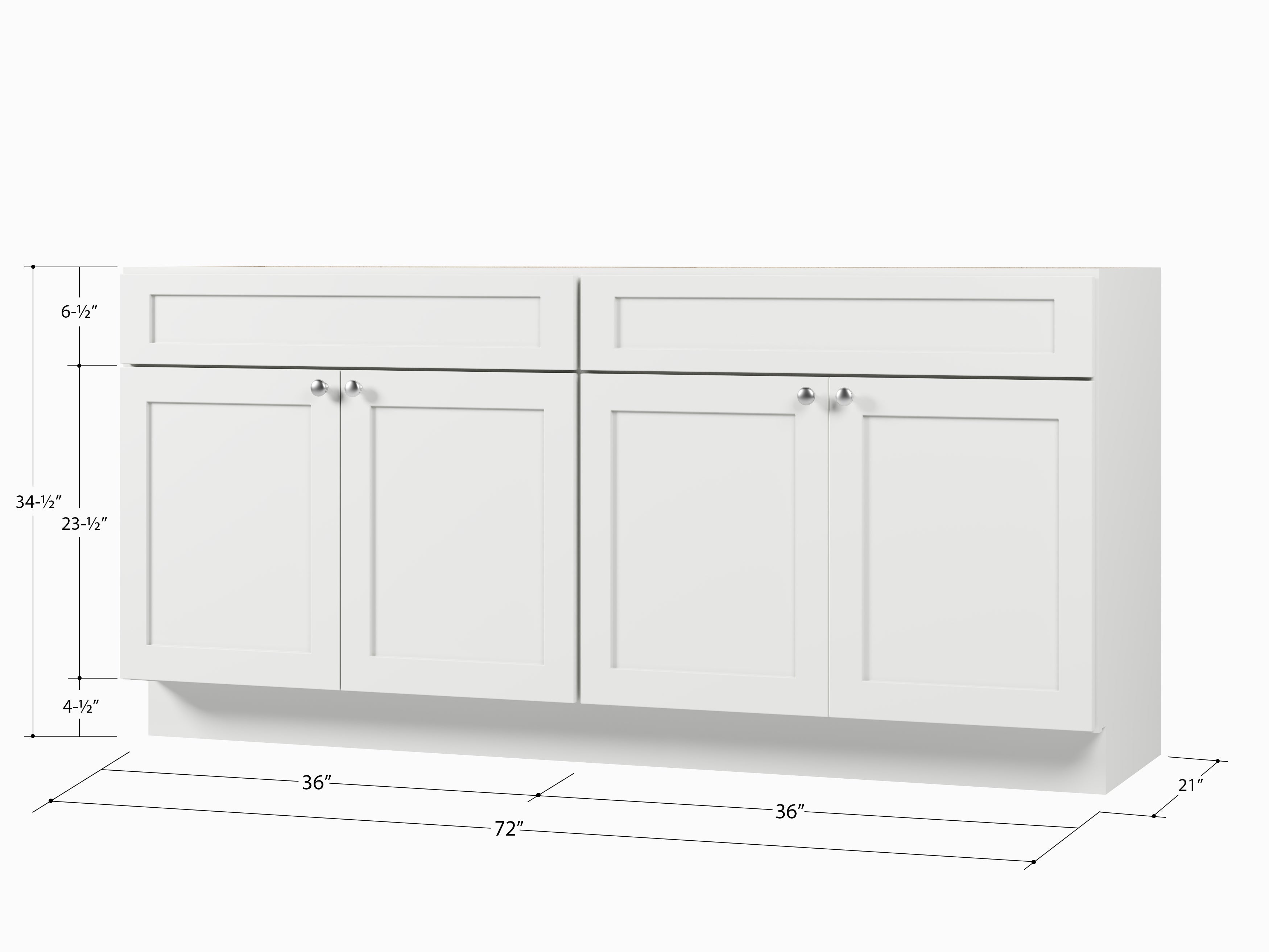 Disar 72" Double Bathroom Vanity Base Only in White