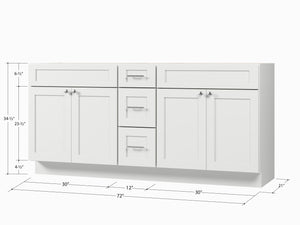 Disar 72" Double Bathroom Vanity Base with Drawers